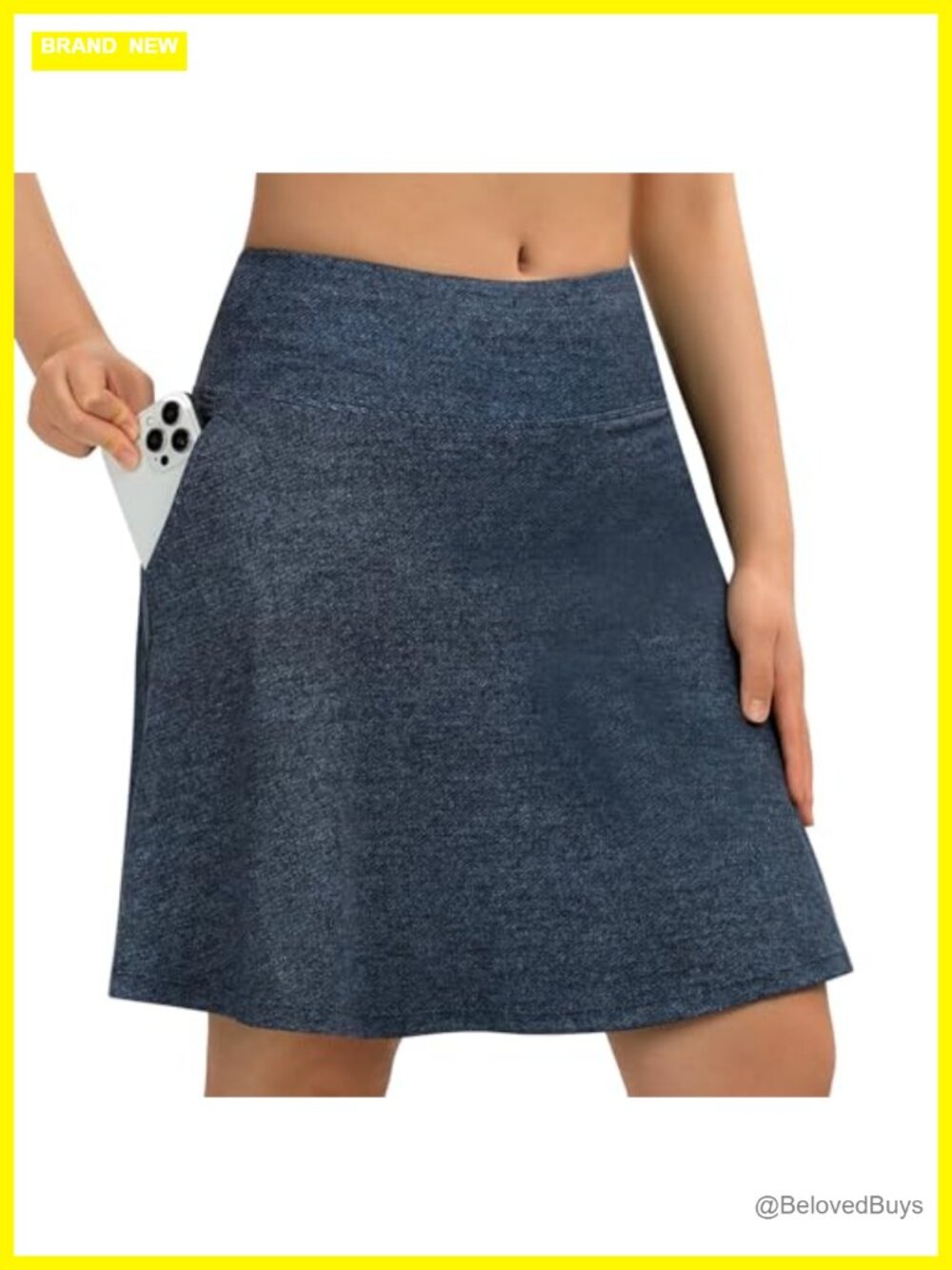 Knee Length Athletic Skorts with Pockets High Waist Golf Tennis Skirt